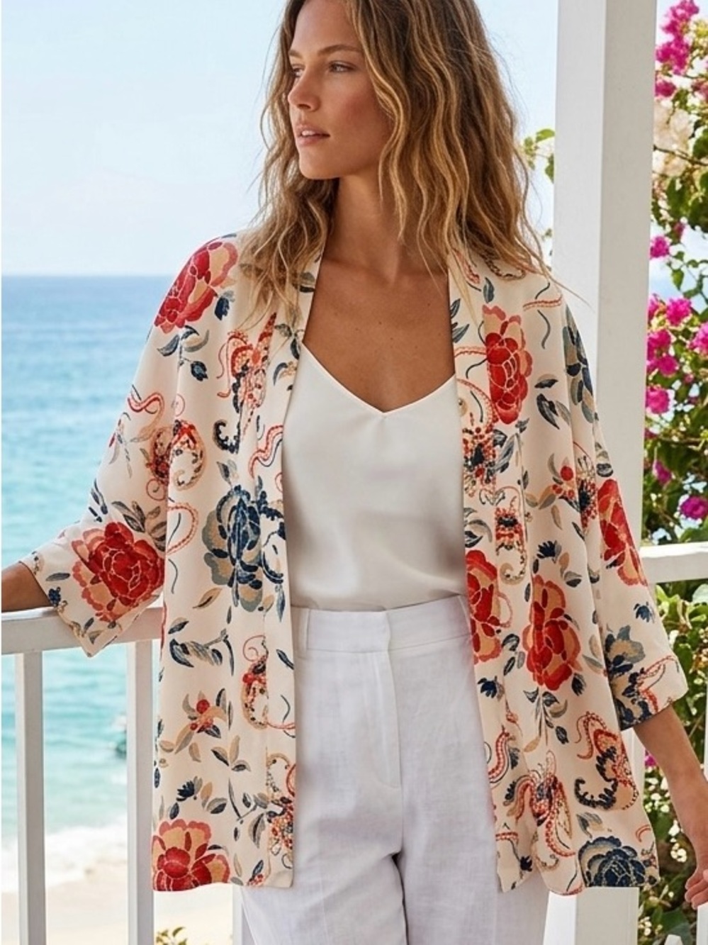 Elegant floral kimono